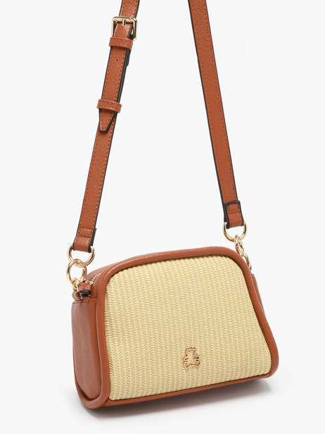 Cross Body Tas Raphia Papier Lulu castagnette Bruin raphia YAUCOURT ander zicht 2